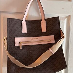 Michael Kors Dark Brown and Light Pink Tote